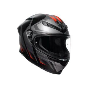 K6 S KARVE MATT BLACK/GREY/RED - MOTORBIKE FULL FACE HELMET DOT (E2206)
