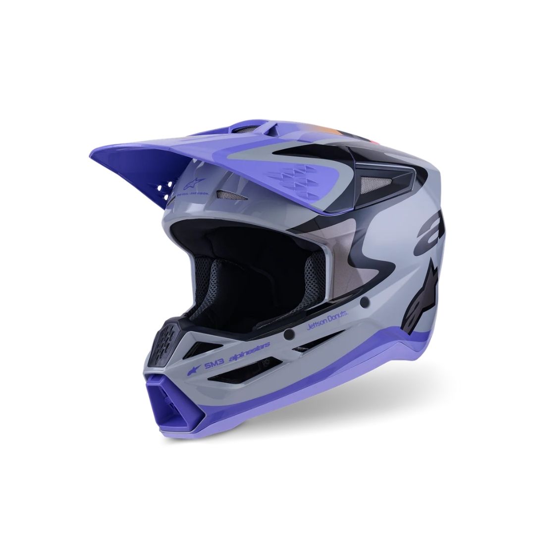 SM3 Jettson Helmet ECE06/DOT - Gray/Purple/Black Glossy - Image 6
