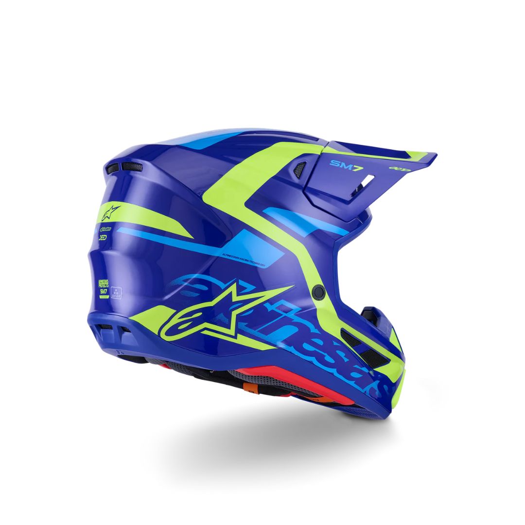 S-M7 Deed Helmet ECE06/DOT - Blue/Yellow Fluo Glossy - Image 5