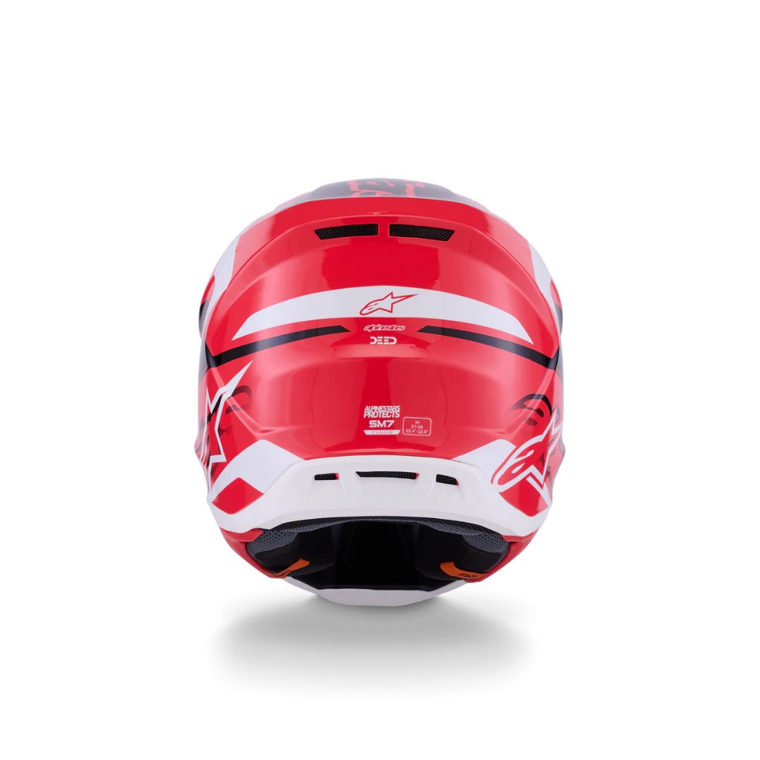 S-M7 Deed Helmet ECE06/DOT - Red/Black/White Glossy - Image 4
