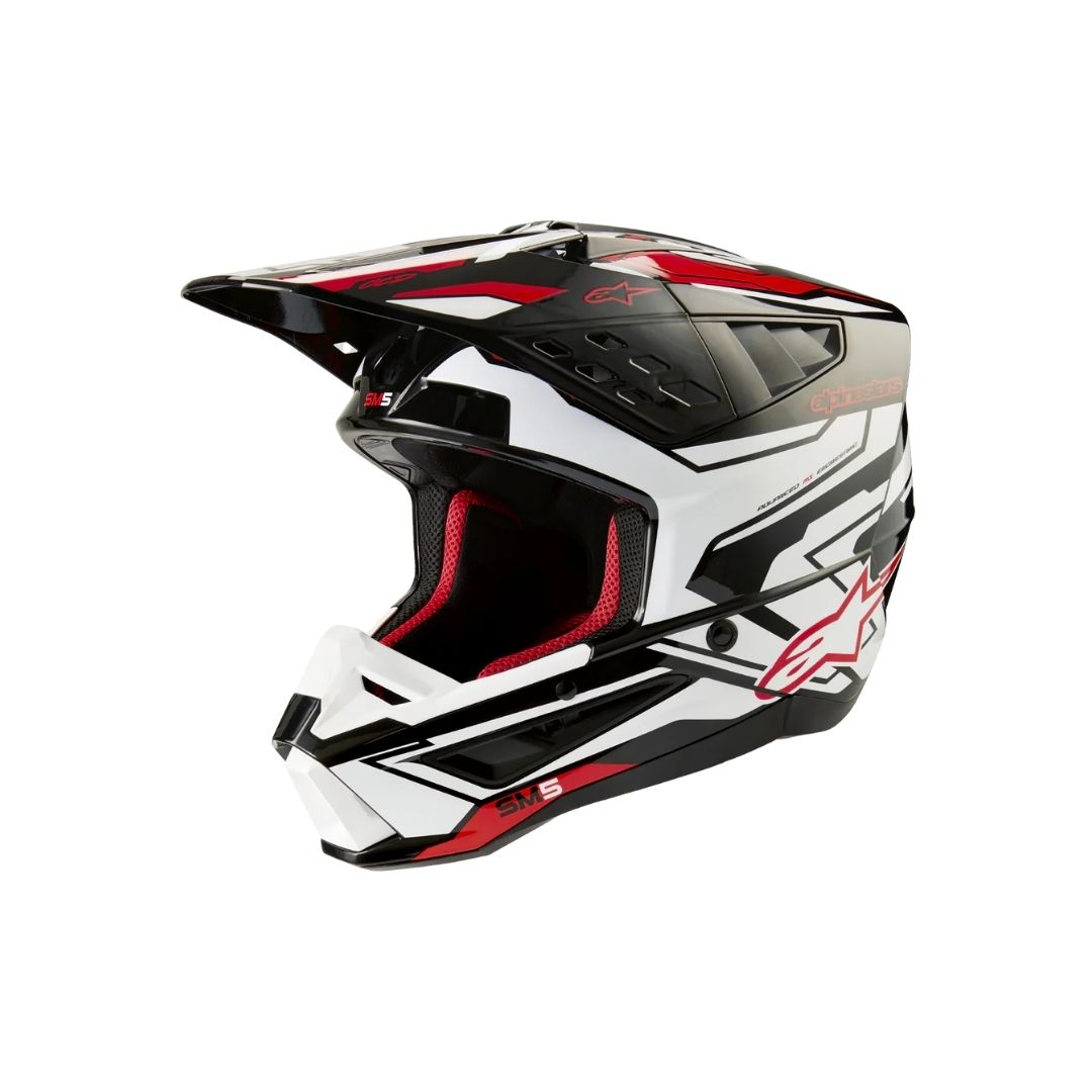 SM5 Action 2 Helmet - Black/White/Bright Red Glossy - Image 3