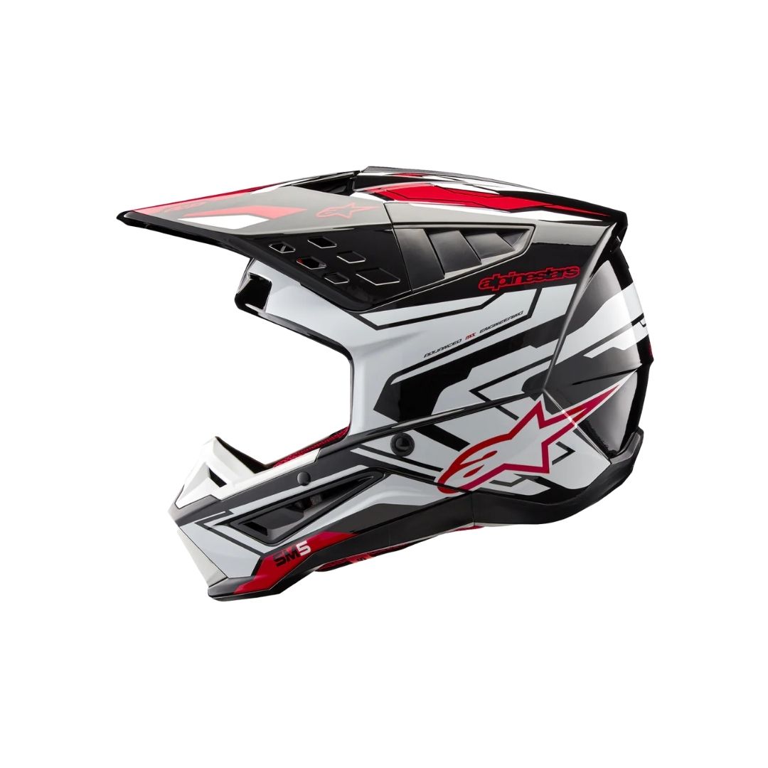 SM5 Action 2 Helmet - Black/White/Bright Red Glossy - Image 4
