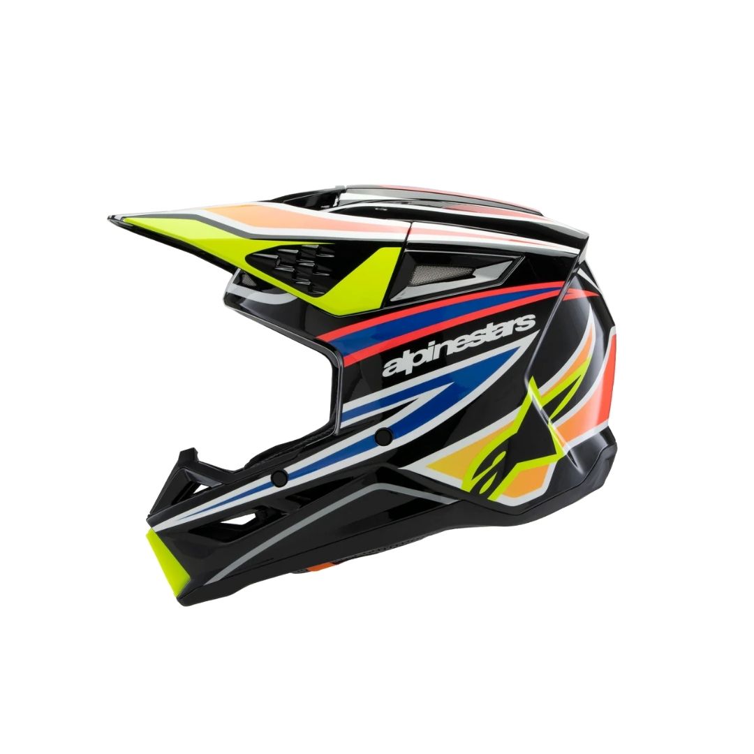 SM3 Youth Wurx Helmet ECE06/DOT - Black/Yellow Fluo/Blue Red Glossy - Image 4