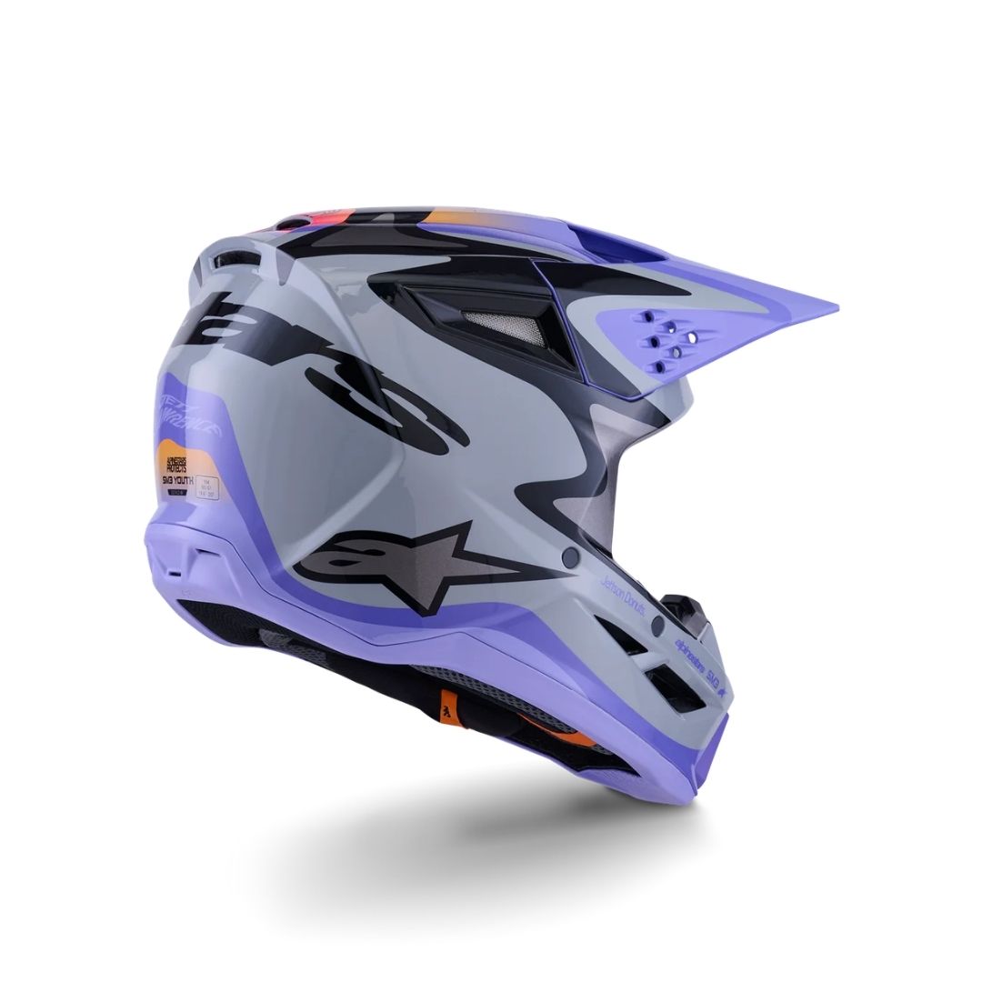 SM3 Youth Jettson Helmet ECE/DOT - Gray/Purple/Black Glossy - Image 5