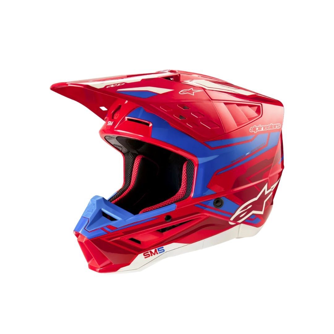 SM5 Action 2 Helmet - Bright Red/Blue Glossy - Image 3
