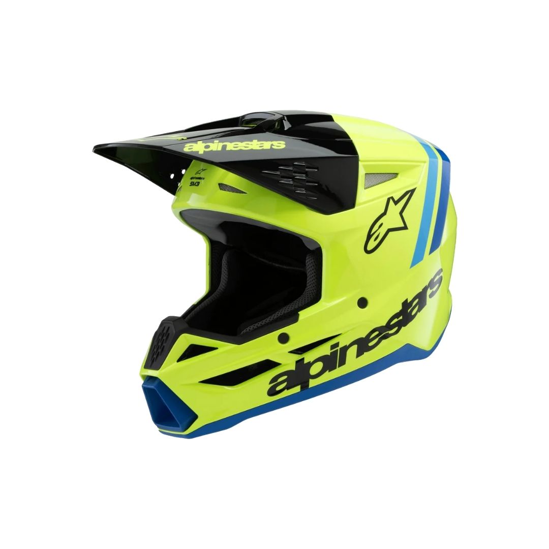SM3 Youth Radium Helmet ECE06/DOT - Yellow Fluo/Black/Blue Glossy - Image 3