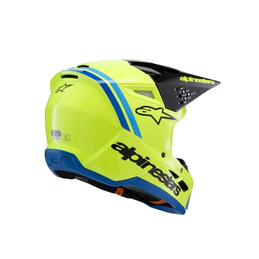 SM3 Youth Radium Helmet ECE06/DOT - Yellow Fluo/Black/Blue Glossy - Image 6