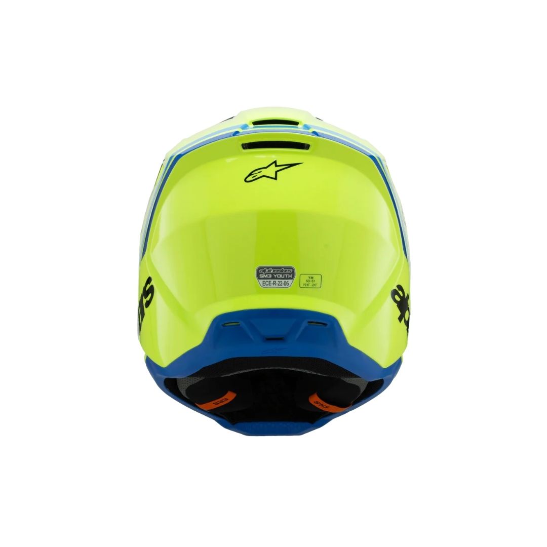 SM3 Youth Radium Helmet ECE06/DOT - Yellow Fluo/Black/Blue Glossy - Image 5