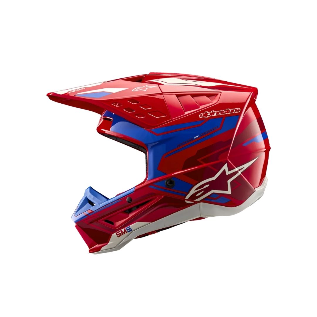 SM5 Action 2 Helmet - Bright Red/Blue Glossy - Image 4