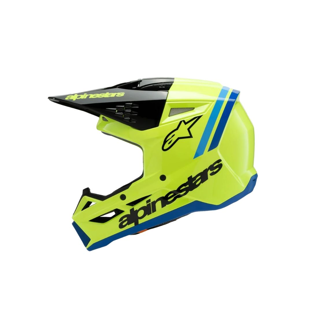 SM3 Youth Radium Helmet ECE06/DOT - Yellow Fluo/Black/Blue Glossy - Image 4