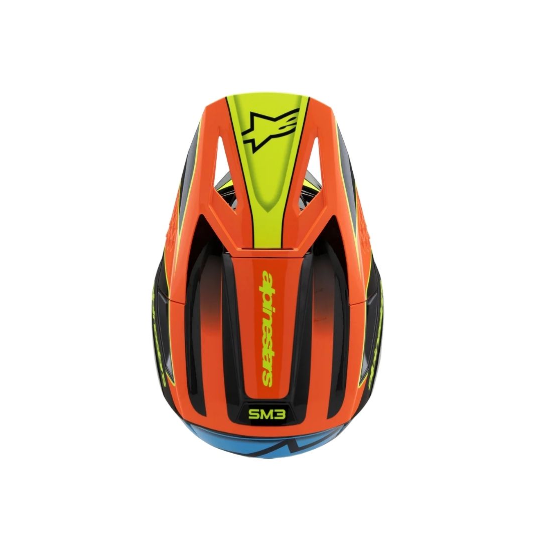SM3 Youth Fray Helmet ECE06/DOT - Red/Yellow Fluo/Black Glossy - Image 3