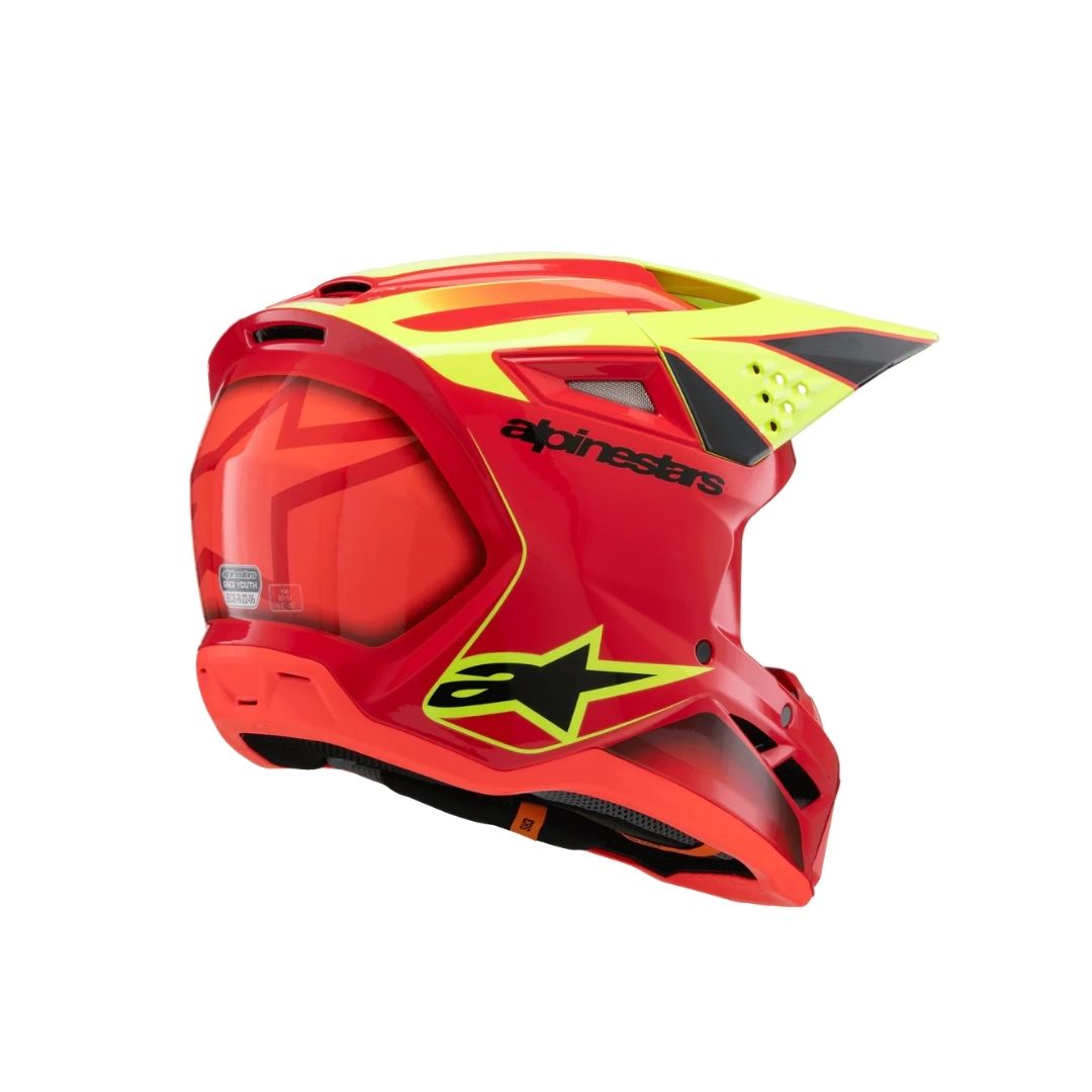 SM3 Youth Fray Helmet ECE06/DOT - Red/Yellow Fluo/Black Glossy - Image 7