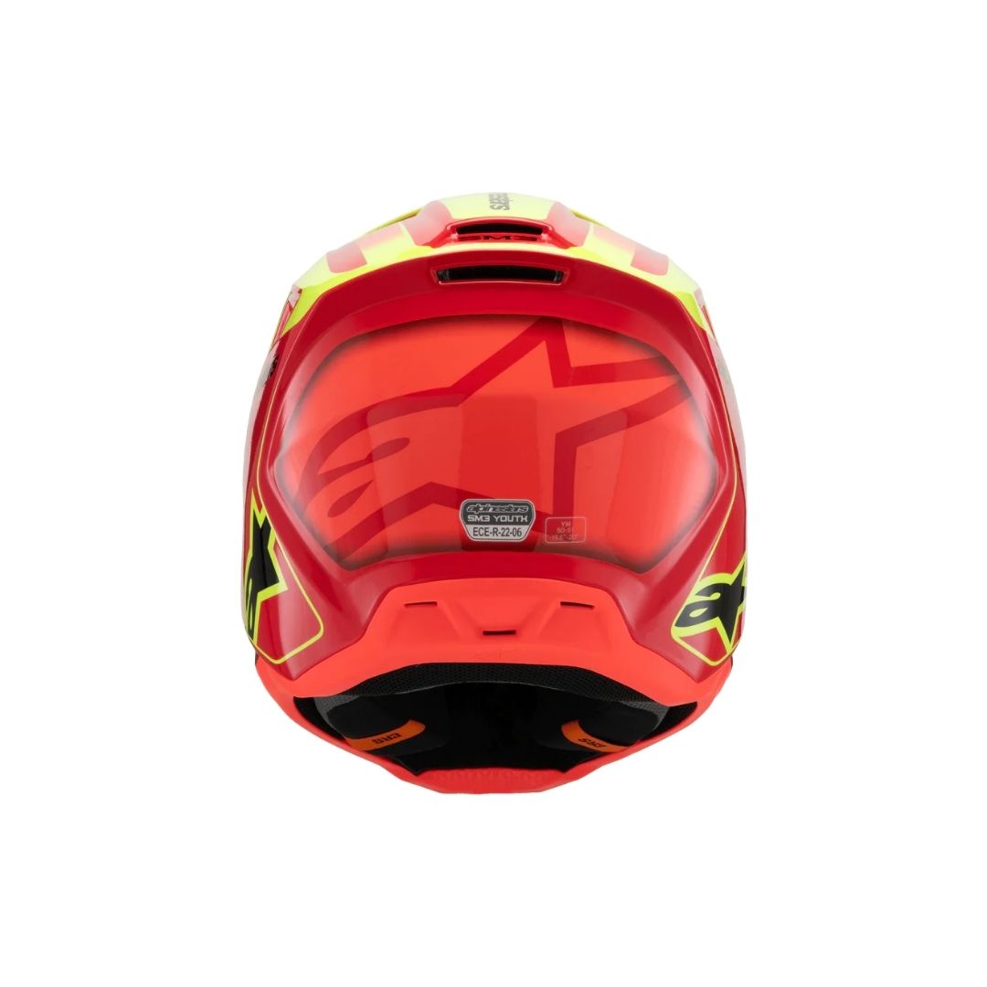 SM3 Youth Fray Helmet ECE06/DOT - Red/Yellow Fluo/Black Glossy - Image 6
